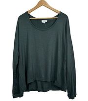 Soma Wknd Womens Green Long Sleeve Lounge Cozy Soft Tee Size L