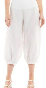 BRYN WALKER Womens 100% Linen Campa Balloon Leg Cropped Pull On Pants Size L