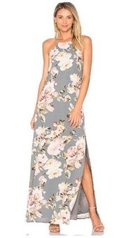 Privacy Please Beldon Grey Floral Halter Maxi Revolve Size XS NWT