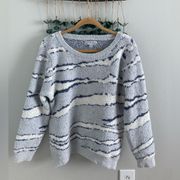 Barefoot Dreams Cozy Chic Seaside Crew Neck Zebra Pullover -Ocean Zebra