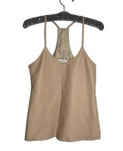 Karina Grimaldi leather camisole tank top tan Sz XS