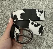 Black And White Cow Print Belt