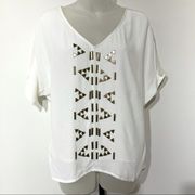 Line & Dot Revolve studs Aztec silk blouse top NEW