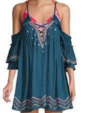 Red Carter Blue Embroidered Cold-shoulder cover-up