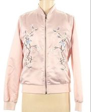 Ci Soni Pink Embroidered Bomber Jacket