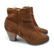 Chocolat Blu Horizon Leather Suede Block Heel Ankle Bootie Brown Women's Size 7