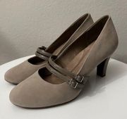 Giani Bernini Valley Mary Jane Pumps Memory Foam Heels Grey Suede Women's 10M