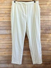 Tommy Hilfiger Ivory Pinstripe Linen Cropped Dress Pants Size 12