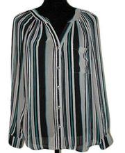 BEBE Sheer Button Down Striped Blouse size Small