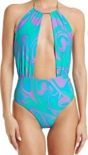 WeWoreWhat Swirl Chain Necklace One Piece Swimsuit XL NWOT