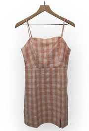 BP Square Neck Sleeveless Gingham Mini Dress - Medium