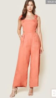 SUGAR LIPS PELLEGRINO CUT JUMPSUIT ROMPER TIE STRAPS IN SALMON CORAL