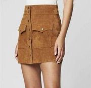 Blank NYC Womens Leather Flap Patch Pocket Mini Skirt Camel Tan 31 NEW