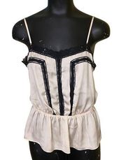 ASOS Cream Peplum Camisole and Black Lace Size 6