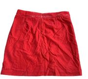 J.Crew Skirt Womens 4 Coral Red Pink Velvet Waist A-Line Straight Mini Zip Poly