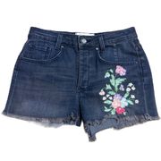 Rachel Roy  High Rise Embroidered Denim Shorts 27