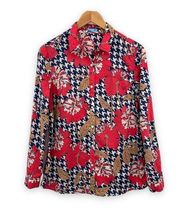 J. McLaughlin Coral floral print button down long sleeve shirt