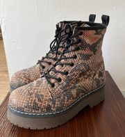 Snakeskin Flatform Combat Boots