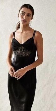 Free People Bec & Bridge Scarlett Maxi Dress, Black Lace Formal Slip NWT