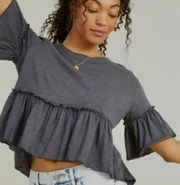 Altar’d State GRAY Ruffle Top