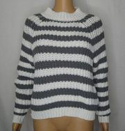 Ivy + Main Striped Sweater Knit Mock Neck Cozy Sm