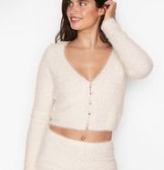 White Fuzzy Crop Top Cardigan