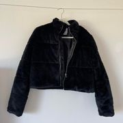 Urban Outfitters Black Faux Fur Bomber