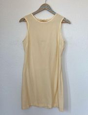 Vintage 90’s Pastel Yellow Satin Trim Sleeveless Dress