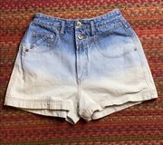 90s VINTAGE UNION BAY OMBRÉ FADED TWO TONE DENIM HIGH RISE SHORTS