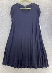 Karen Kane Women's Shift Dress Solid Blue Scoop Neck Size Medium Relaxed USA