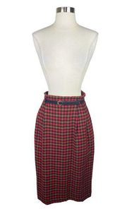 Vintage Jennifer Moore Classifications Belted Plaid Wool Skirt