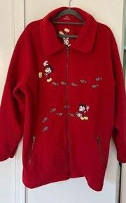 Vintage Red Disney Zip Up Fleece Jacket