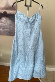 HOUSE OF CB 'Carina' baby Blue Floral Bustier Midi Dress size L NWOT