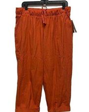 Rebecca Malone Pull-On Capri Pants Womans Plus 1X Burnt Orche Breath 100% Cotton