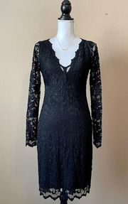 KAREN KANE | Black Lace Long Sleeve Midi Bodycon Dress Sz M