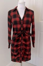 Likely Scottie Dress Red Black Plaid Flannel