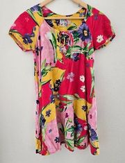 VTG JAMS WORLD 'Hank Hanky' Lace Up Floral Dress Size Small Vintage