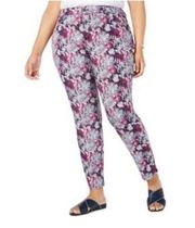 NWT Charter Club Bristol Skinny Leg Tummy Sliming Ankle Jeans Size 14 Floral