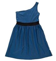 Womens One Shoulder Dress Short Empire Waist Blue Black Stretchy Large