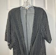 Terra & Sky Black/Blue/White Print Tie Knot Front Kimono size 0X