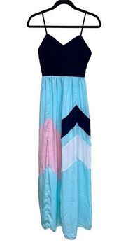 Jealous Tomato Maxi Dress Blue Color block Women’s Size Small