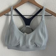 Prana Momento Bra Gray Strappy Back Sports Bra Pull On Medium