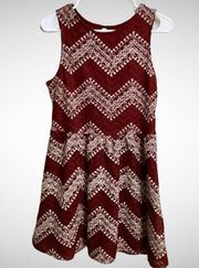 Xhileration Red White Soft Zig Zag Dress Size Large