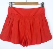 Marc Jacobs Saatchi Taffeta Pleated Ruffle Neon Orange Shorts 0