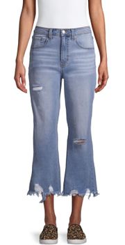 NWT  Vintage Farrah Crop Flare High Waisted Ripped Blue Jeans Size 27