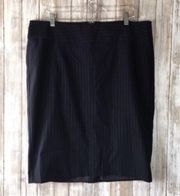 Navy Pinstriped Pencil Skirt