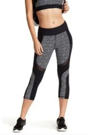 Trina Turk Black White Mesh Pattern Crop Leggings XS