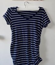 striped navy and white top 