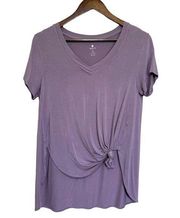 apana Knotted Hem Top Womens S Lavender Twist Knot Oversized Athleisure Athletic