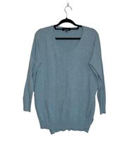 Lulu’s Icy Blue Dolman Sleeve V-neck Oversized Sweater